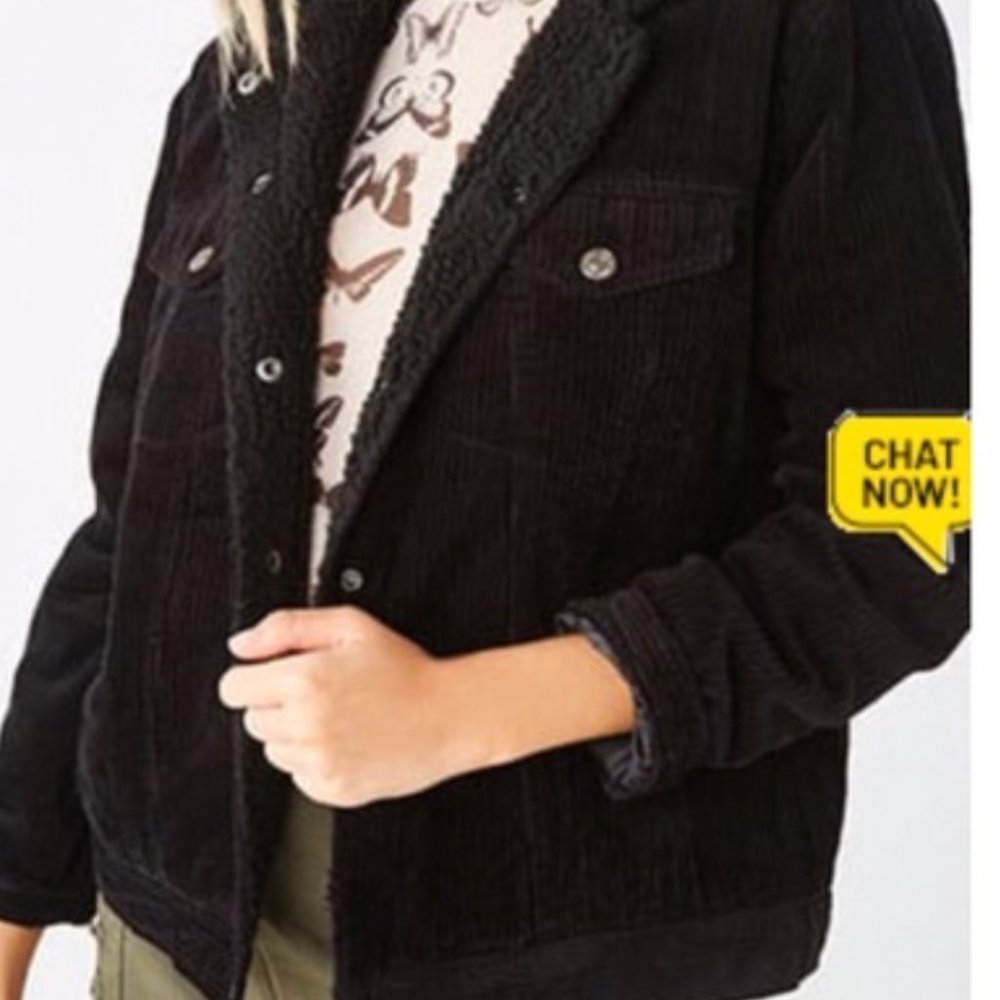 SOLD Black Corduroy Sherpa Jacket